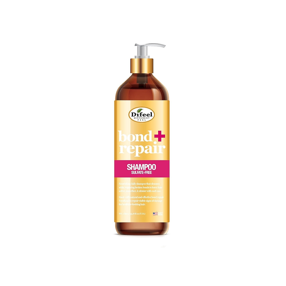 Shampoo bottle with a visible brand logo on a white background