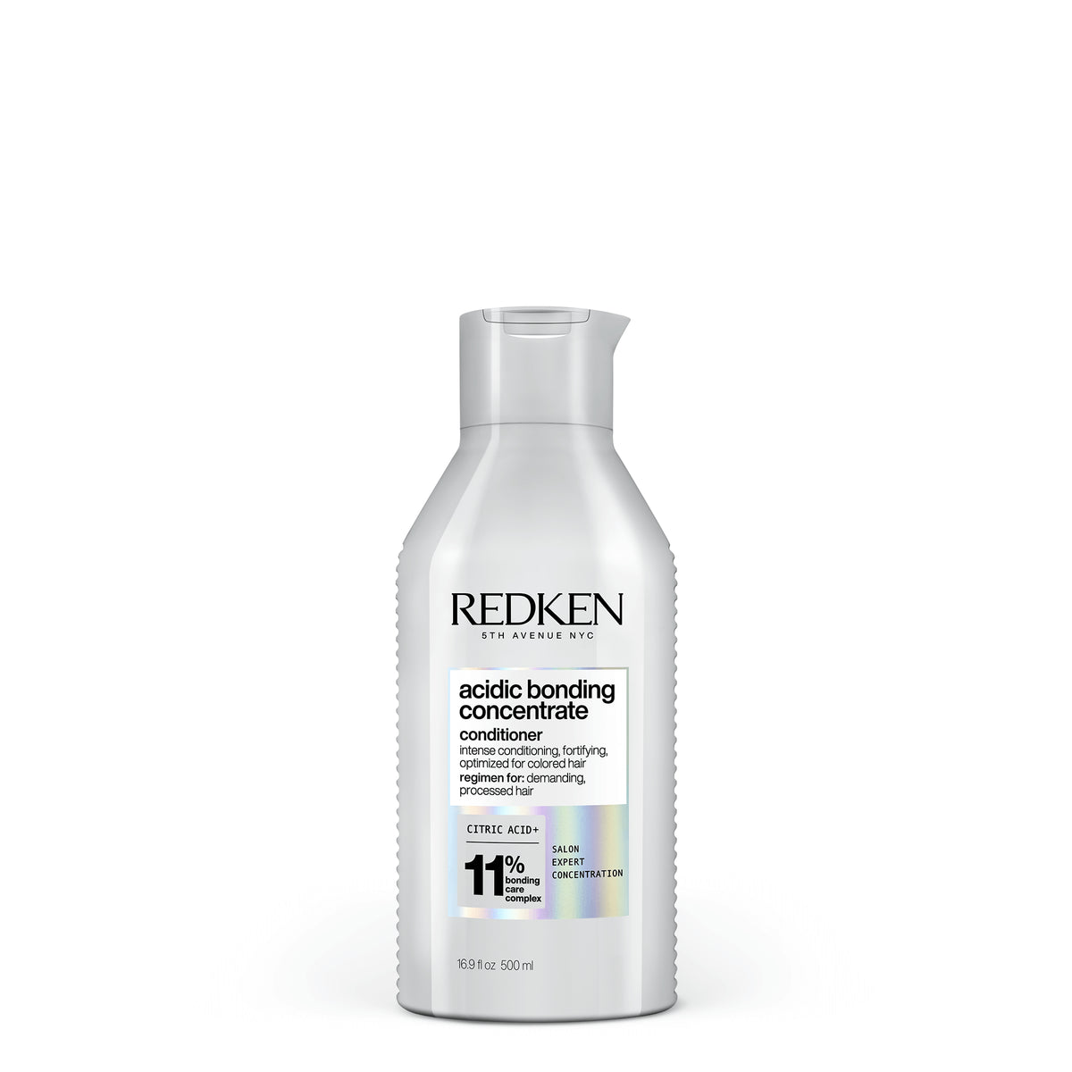 Redken Acidic Bonding Concentrate Conditioner for damaged hair repair, 500ml bottle – professional salon formula for hair strength.
