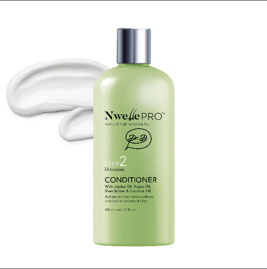 Nwelle Pro Conditioner deeply hydrates to restore softness and shine to severely dry hair.