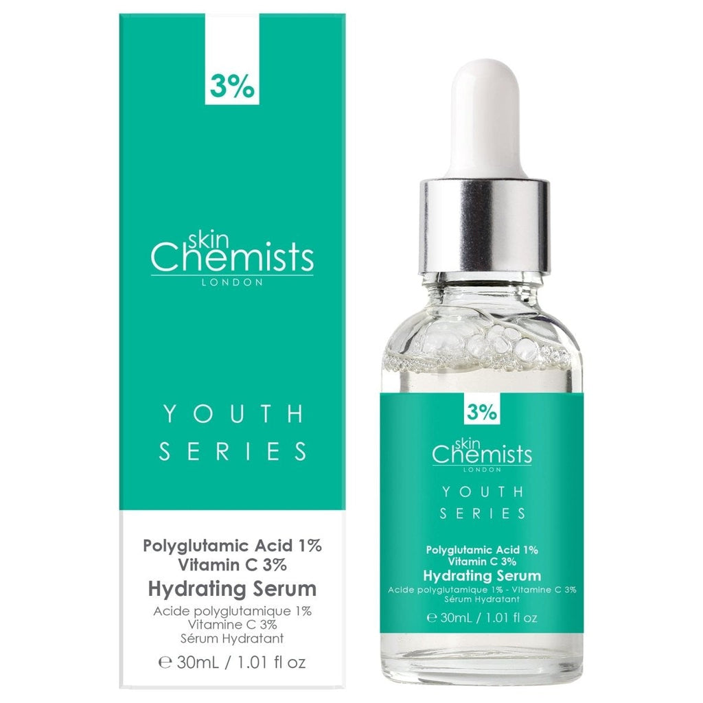 skinChemists Youth Series Hydrating Serum with packaging on a white background