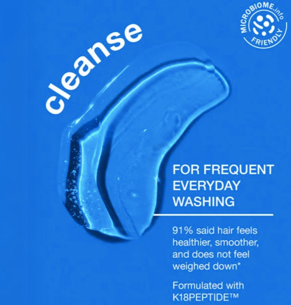 Blue gel product with 'cleanse' text and branding on a blue background