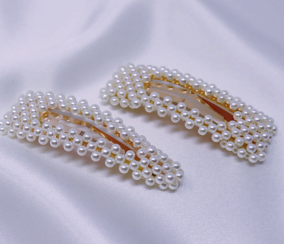 Pearl And Crystal Wired Button Hairpins | Hair Accessory NATURESNATURALHAIR.COM