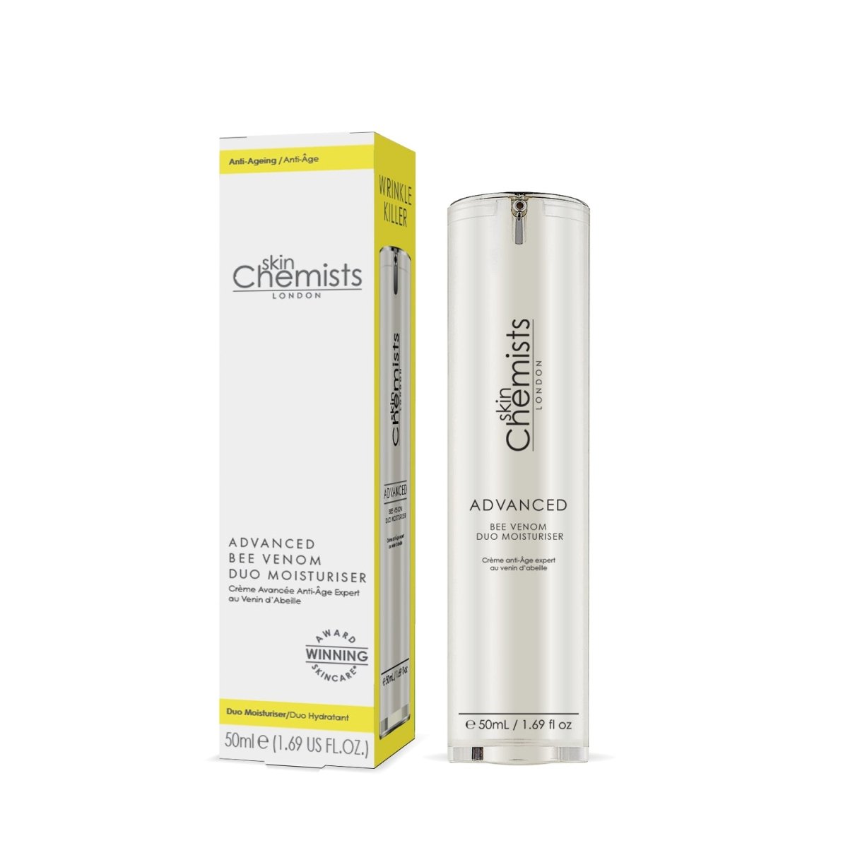 skinChemists Advanced Bee Venom Duo Moisturiser with packaging on a white background