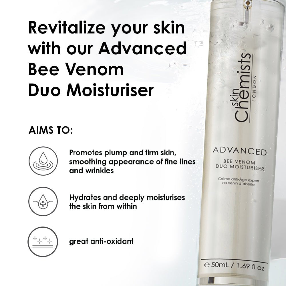 Skincare product with text on a white background
