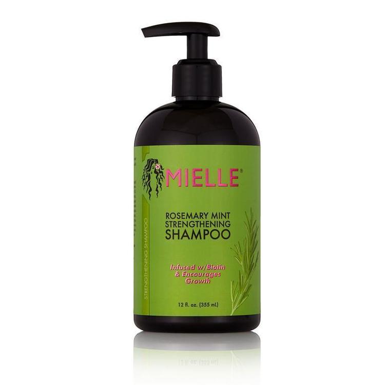 Mielle Rosemary Mint Strengthening Shampoo bottle on a white background