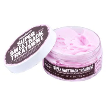 Super Sweetback Treatment jar with pink cream on a white background