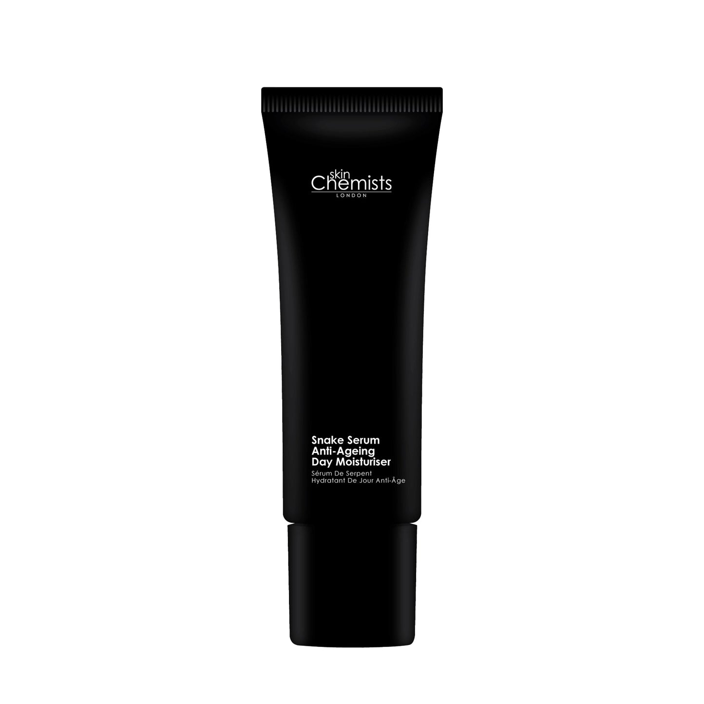 Black tube of skincare product with 'skin Chemists' branding on a white background