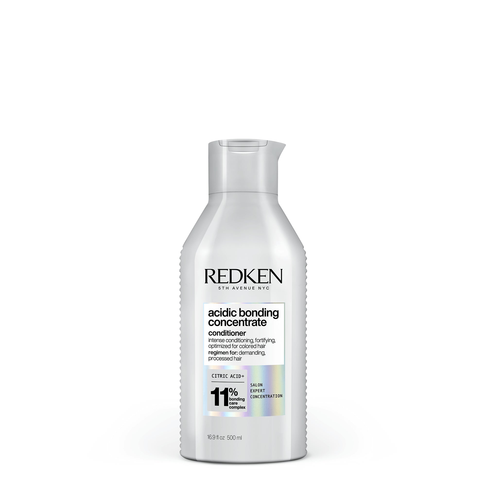 Redken Acidic Bonding Concentrate Conditioner for damaged hair repair, 500ml bottle – professional salon formula for hair strength.