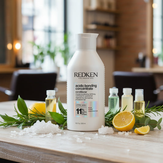 A bottle of Redken Acidic Bonding Concentrate Conditioner on a plain white background.