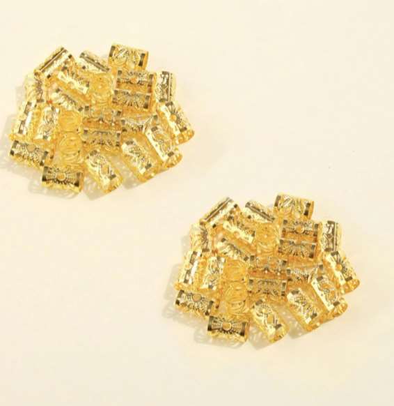 Pack of 10 Pieces Gold Textured Metal Hair Beads- Naturesnaturalhair.com
