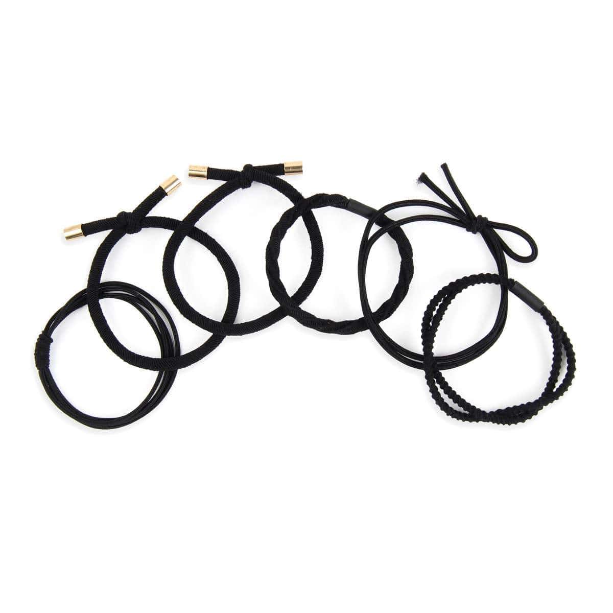 MIXED STRETCH PONYTAIL BLACK HAIRBAND SET.