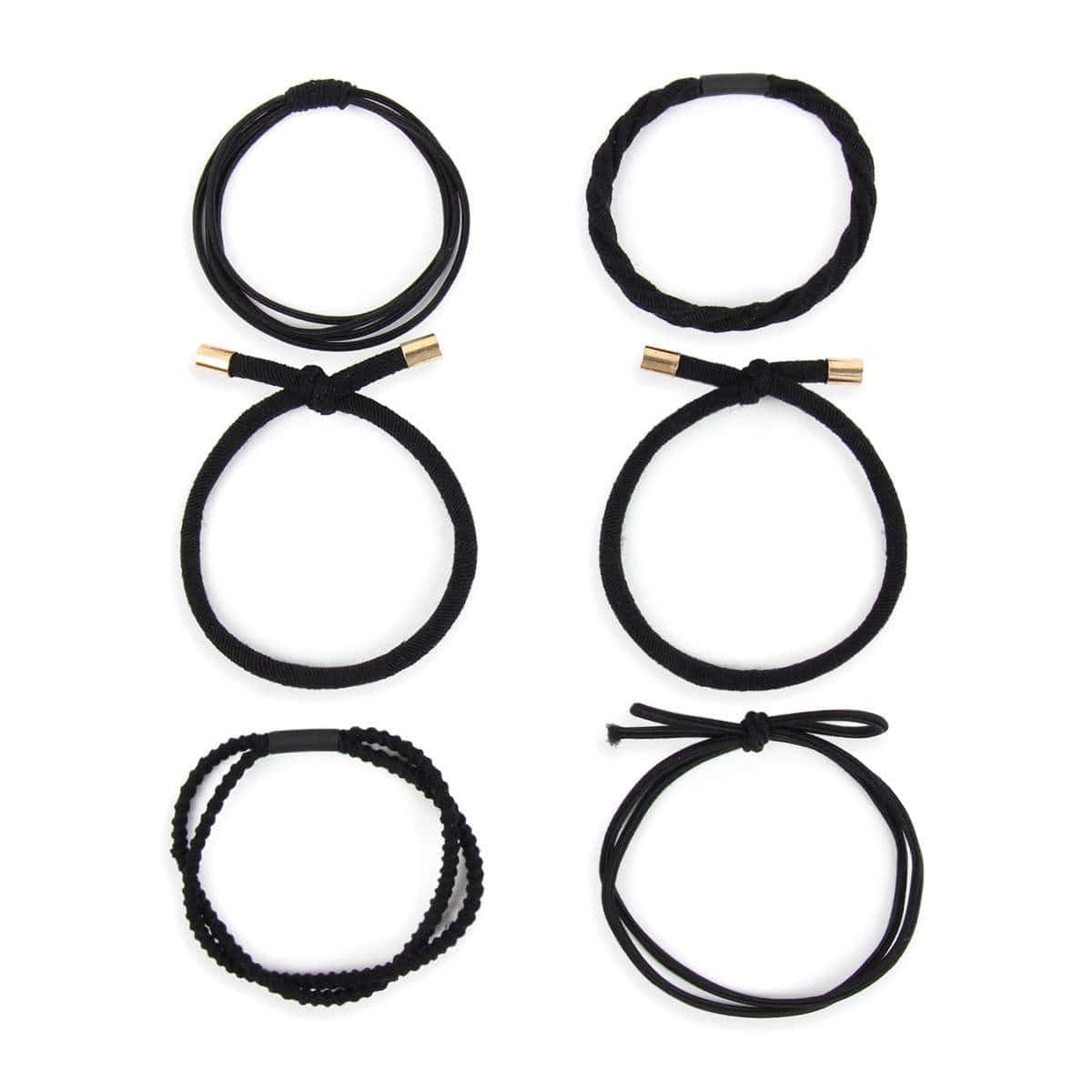 MIXED STRETCH PONYTAIL BLACK HAIRBAND SET.
